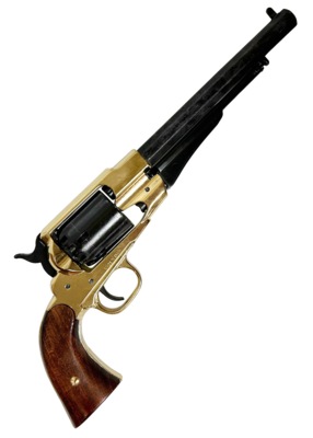 Kolser Remington 1858 Fænghætte Revolver Replika – Sort med Messingramme