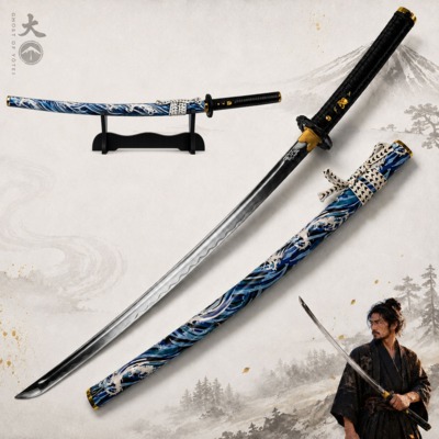 S&M Ghost of Yōtei Håndsmedet Katana – Master Edition med Skede og Sværdstativ