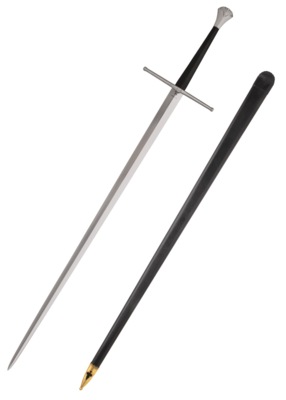 Windlass English or French 15th Century Two-Handed Sword – Tohåndssværd fra 1400-tallet med Læderskede